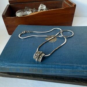 Judith Jack 925 Sterling Silver Necklace with  Marcasite Slide Pendant.